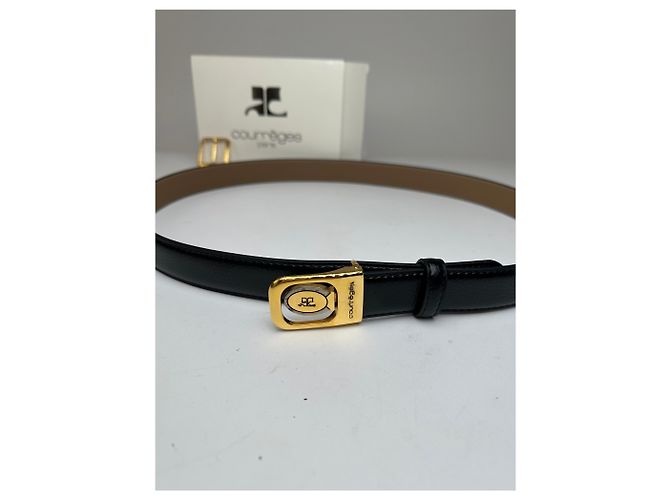 Vintage Courreges Ledergürtel Set Schwarz - Ansicht 2