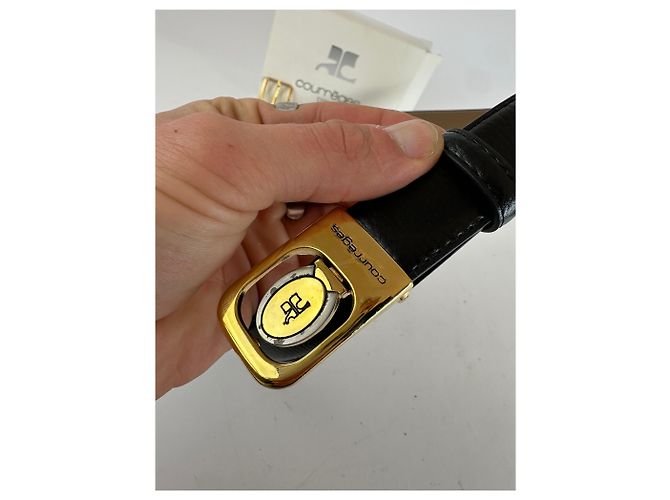 Vintage Courreges Ledergürtel Set Schwarz - Ansicht 5