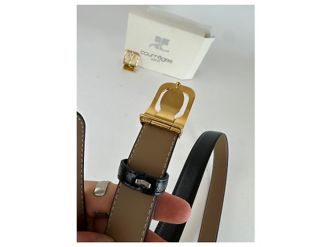 Vintage Courreges Ledergürtel Set Schwarz - Ansicht 6