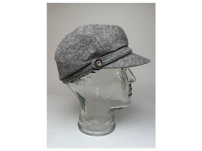 Céline Vintage Celine Wollmütze Grau Schwarz - Ansicht 10