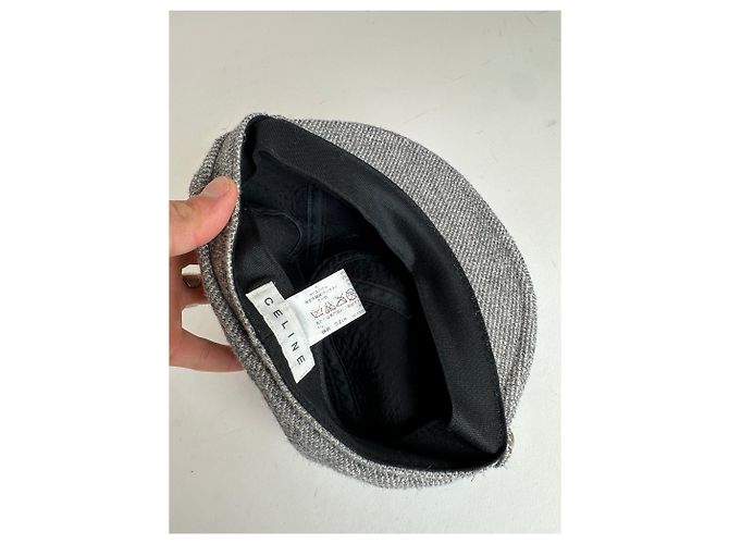 Céline Vintage Celine Wollmütze Grau Schwarz - Ansicht 5