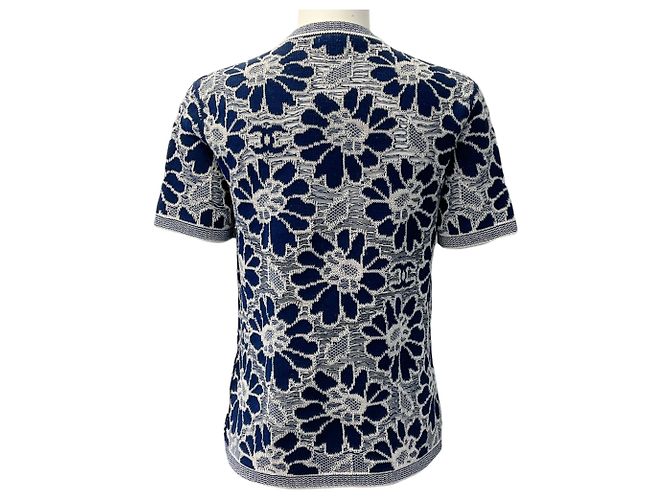 Chanel Navy Blau / Weiß Floral Strickoberteil - Ansicht 3