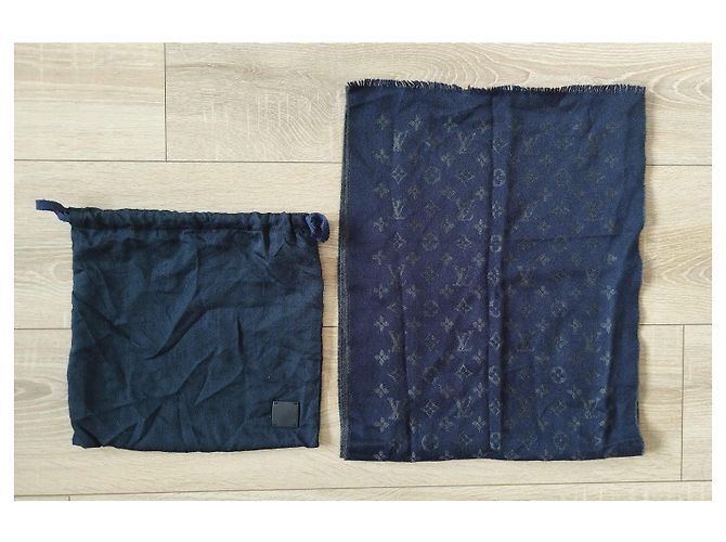 Sciarpa Louis Vuitton Monogram in Cashmere Blu Marino Blu scuro - vista 10