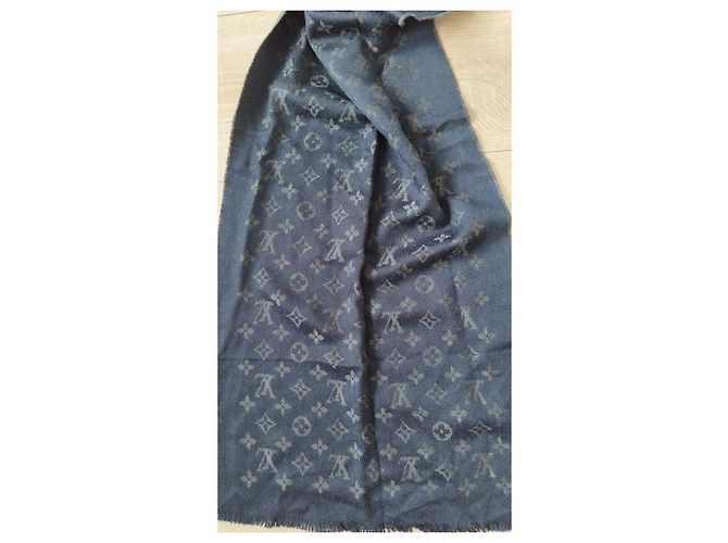 Sciarpa Louis Vuitton Monogram in Cashmere Blu Marino Blu scuro - vista 2
