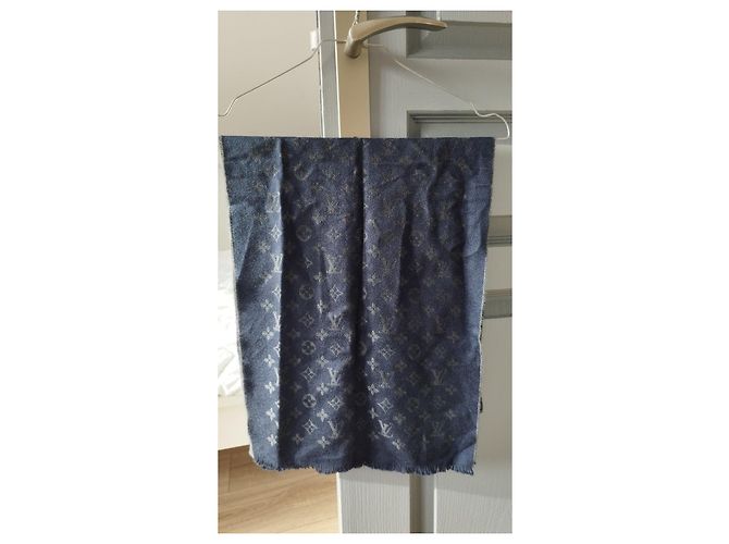 Sciarpa Louis Vuitton Monogram in Cashmere Blu Marino Blu scuro - vista 4