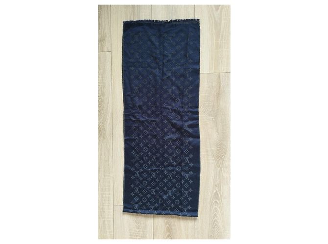 Sciarpa Louis Vuitton Monogram in Cashmere Blu Marino Blu scuro - vista 8