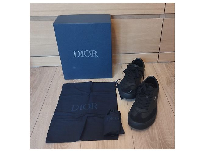 Sneakers Dior B101 in Pelle di Vitello Liscia e Camoscio Nero - vista 14