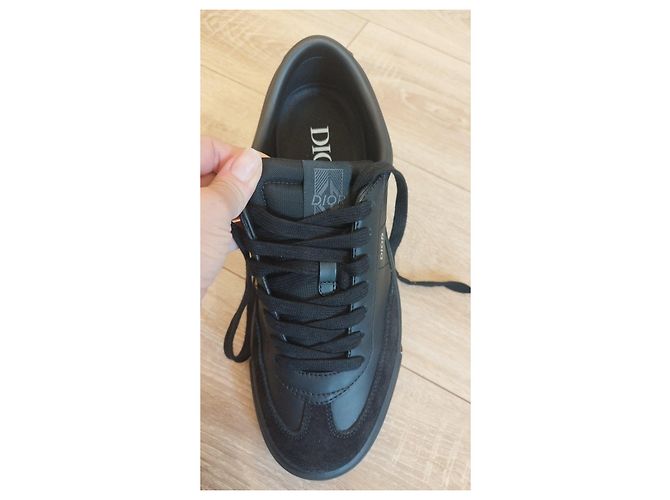 Sneakers Dior B101 in Pelle di Vitello Liscia e Camoscio Nero - vista 6