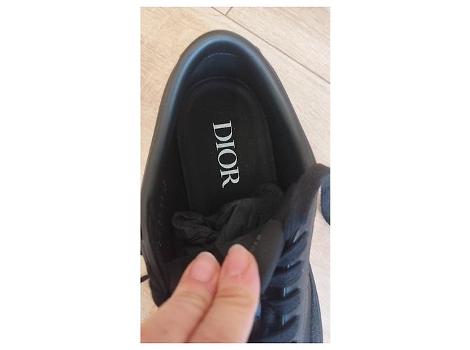 Sneakers Dior B101 in Pelle di Vitello Liscia e Camoscio Nero - vista 7