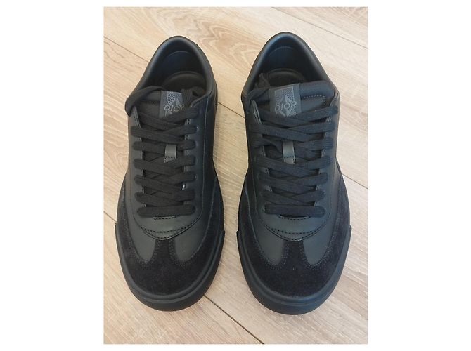 Sneakers Dior B101 in Pelle di Vitello Liscia e Camoscio Nero - vista 8