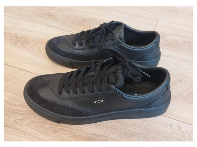 Sneakers Dior B101 in Pelle di Vitello Liscia e Camoscio Nero - vista 9