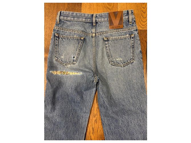 Jeans de algodón azul para mujer Valentino con bordado floral Multicolor - vista 8