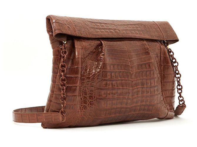 Borsa Clutch Nancy Gonzalez Sac Pochette Pelle Marrone Chiaro in Pelle Preziosa - vista 2