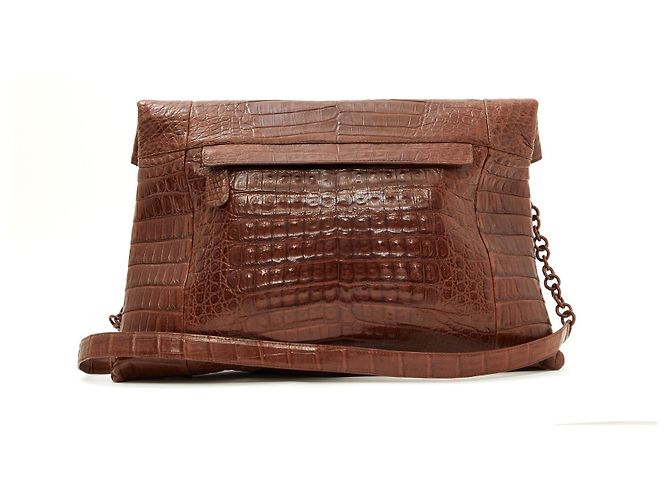 Borsa Clutch Nancy Gonzalez Sac Pochette Pelle Marrone Chiaro in Pelle Preziosa - vista 3