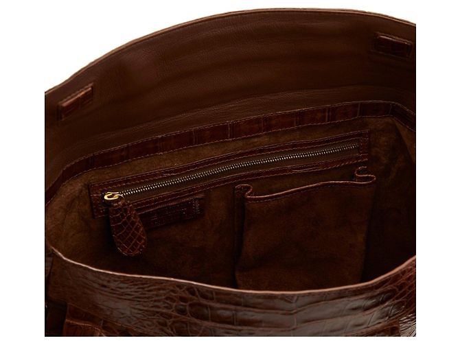 Borsa Clutch Nancy Gonzalez Sac Pochette Pelle Marrone Chiaro in Pelle Preziosa - vista 5