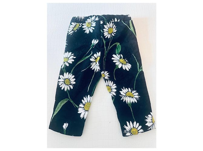 Dolce & Gabbana Kinderhose mit Blumen Schwarz Weiß Grün Gelb - Ansicht 3