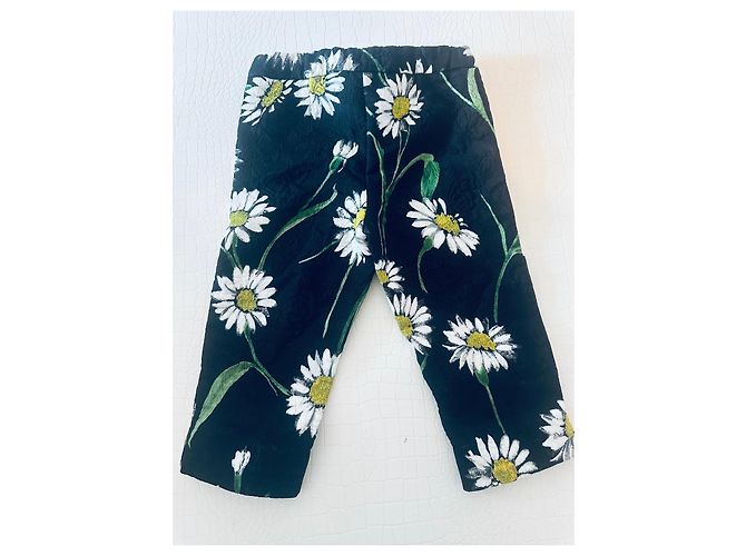 Dolce & Gabbana Kinderhose mit Blumen Schwarz Weiß Grün Gelb - Ansicht 4