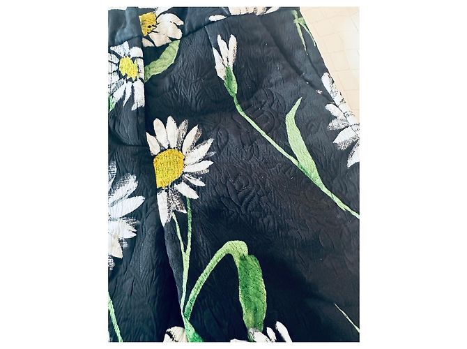 Dolce & Gabbana Kinderhose mit Blumen Schwarz Weiß Grün Gelb - Ansicht 8