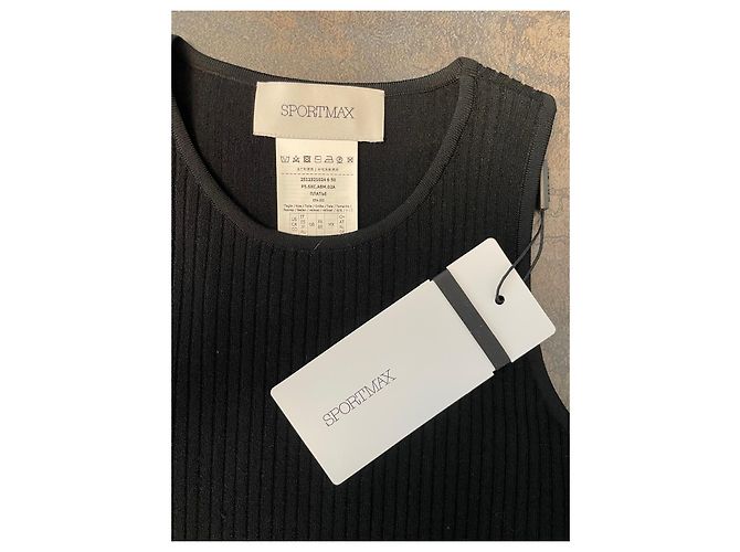 Sportmax Langes schwarzes Rippstrickkleid - Ansicht 2