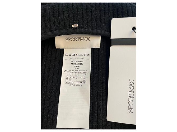Sportmax Langes schwarzes Rippstrickkleid - Ansicht 4