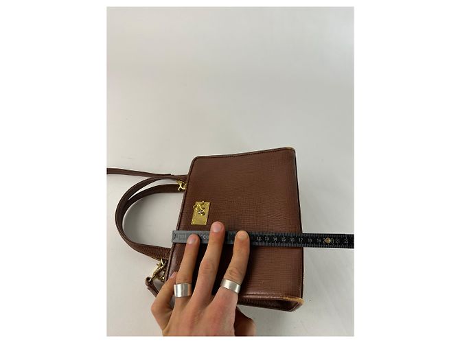 Vintage Courreges 2-Wege-Ledertasche braun - Ansicht 10