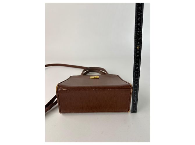Vintage Courreges 2-Wege-Ledertasche braun - Ansicht 11