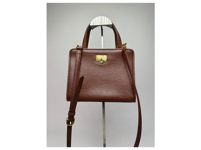 Vintage Courreges 2-Wege-Ledertasche braun - Ansicht 4