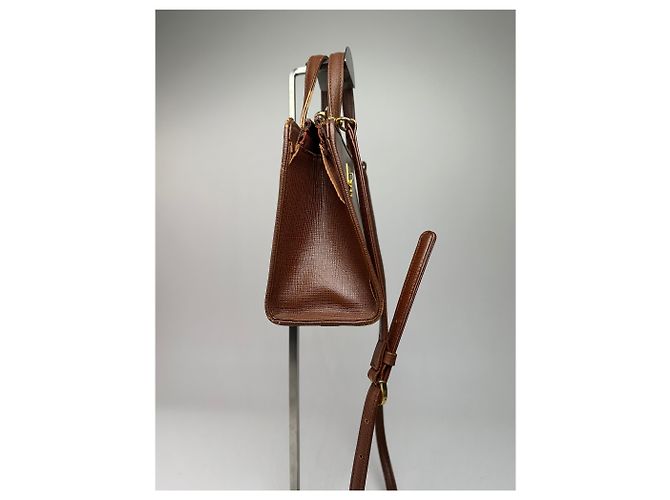 Vintage Courreges 2-Wege-Ledertasche braun - Ansicht 5