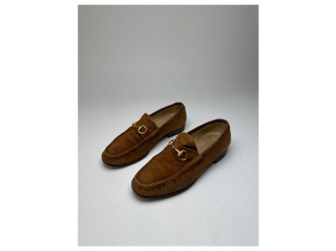 Mocassino in suede Gucci vintage con morsetto marrone - vista 8