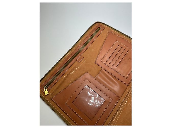Céline Clutch in pelle monogramma Triomphe vintage di Celine Paris marrone - vista 5
