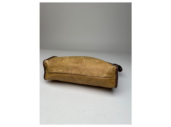 Clutch Anagram in pelle scamosciata cammello Loewe vintage Marrone - vista 7