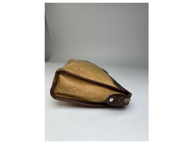 Clutch Anagram in pelle scamosciata cammello Loewe vintage Marrone - vista 8