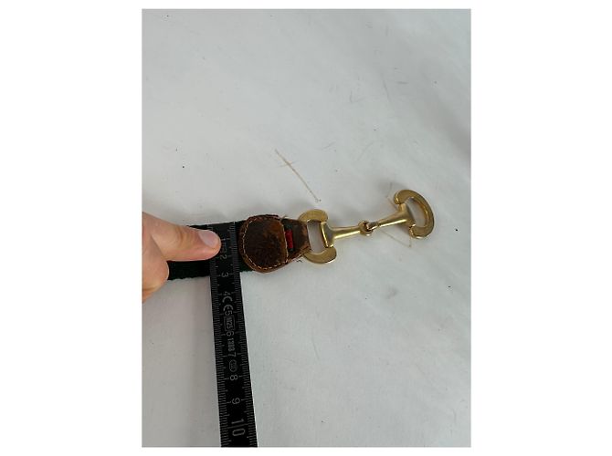 Cinturón de lona Gucci vintage con hebilla de caballo en verde y rojo - vista 7