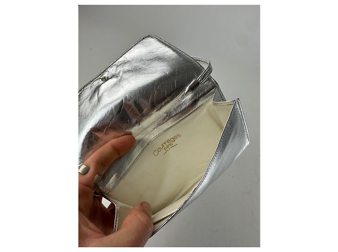 Vintage Courreges Leder Baguette Tasche Silber - Ansicht 3