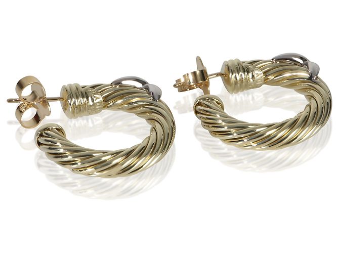 Pendientes de aro Cable X en oro blanco y oro amarillo de David Yurman - vista 2
