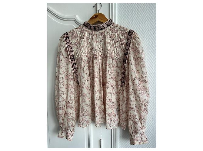 Isabel Marant Etoile Blusa de algodón con estampado floral Rosa Blanco - vista 2