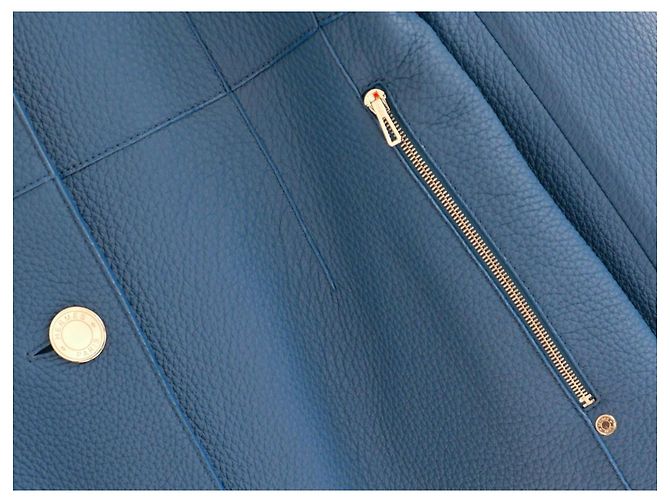 Hermès Reitermantel aus Hirschleder in himmelblau - Ansicht 2