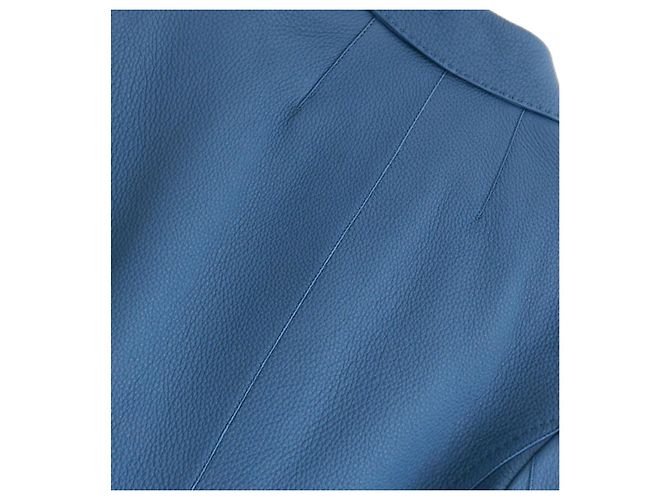 Hermès Reitermantel aus Hirschleder in himmelblau - Ansicht 4