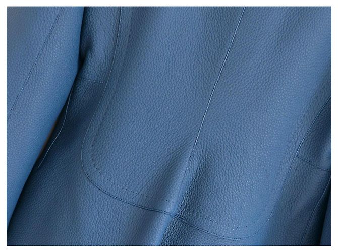 Hermès Reitermantel aus Hirschleder in himmelblau - Ansicht 5