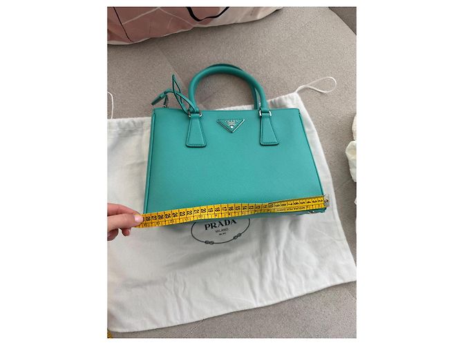 Tote Borsa Prada Galleria in pelle color turchese - vista 6