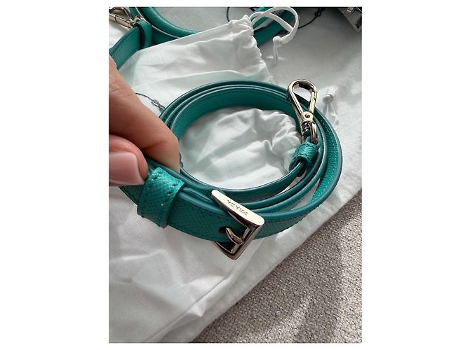 Tote Borsa Prada Galleria in pelle color turchese - vista 7