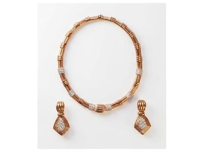 Boucheron Set collana e orecchini in oro e diamanti Gold hardware - vista 2
