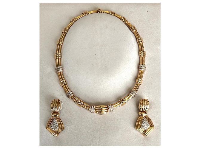 Boucheron Set collana e orecchini in oro e diamanti Gold hardware - vista 6