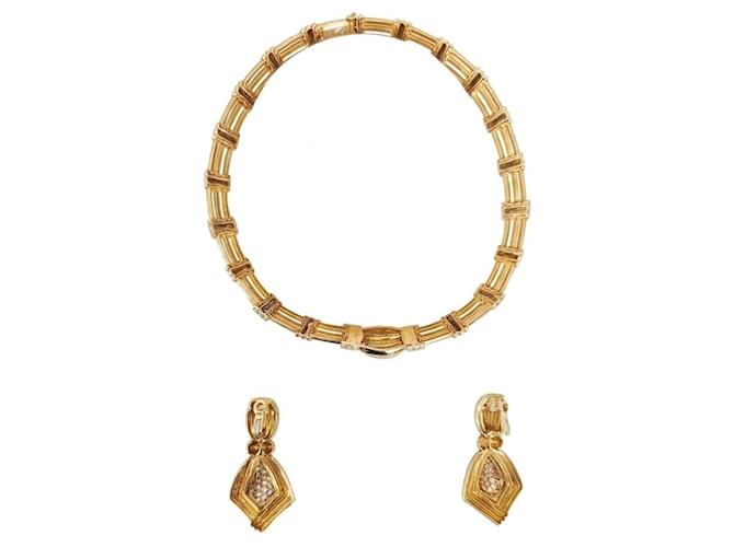 Boucheron Set collana e orecchini in oro e diamanti Gold hardware - vista 7