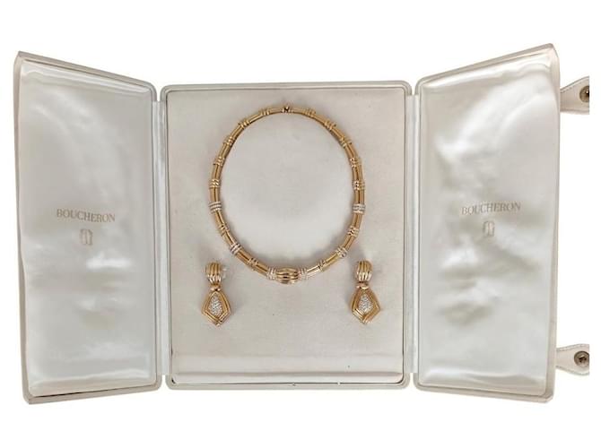 Boucheron Set collana e orecchini in oro e diamanti Gold hardware - vista 9