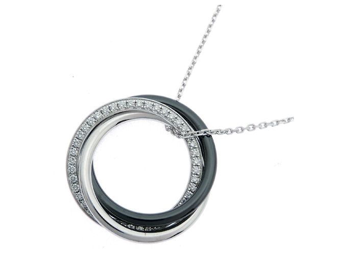 Cartier Trinity Diamant-Halskette Schwarz Silber - Ansicht 2