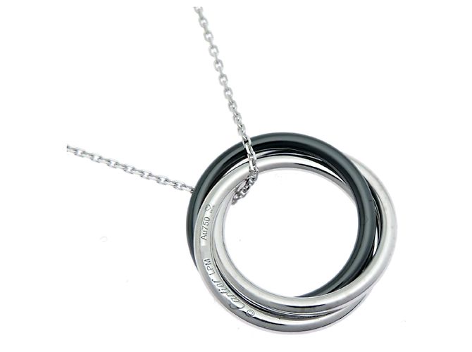 Cartier Trinity Diamant-Halskette Schwarz Silber - Ansicht 3