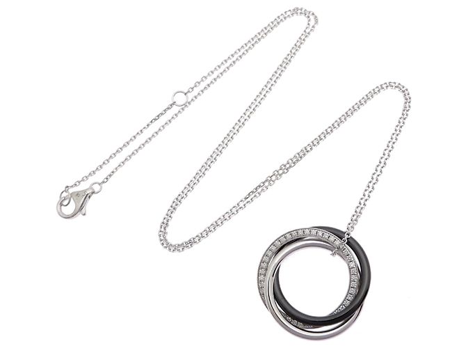 Cartier Trinity Diamant-Halskette Schwarz Silber - Ansicht 7