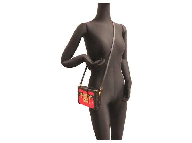 Borsa a Spalla Petite Malle Donna Louis Vuitton Nero Rosso - vista 7