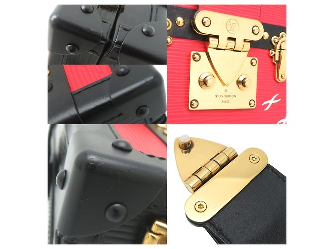 Borsa a Spalla Petite Malle Donna Louis Vuitton Nero Rosso - vista 9